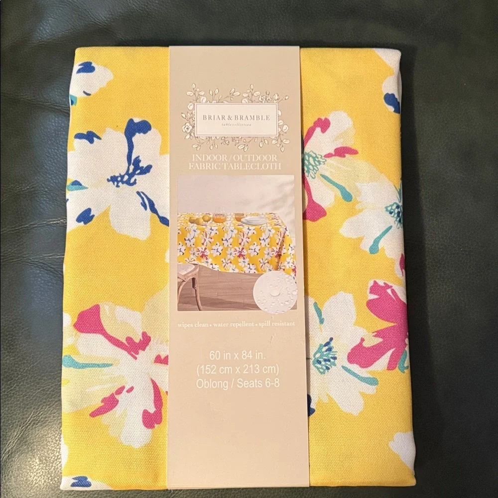 Briar & Bramble Yellow Floral Tablecloth-60x84-NWT